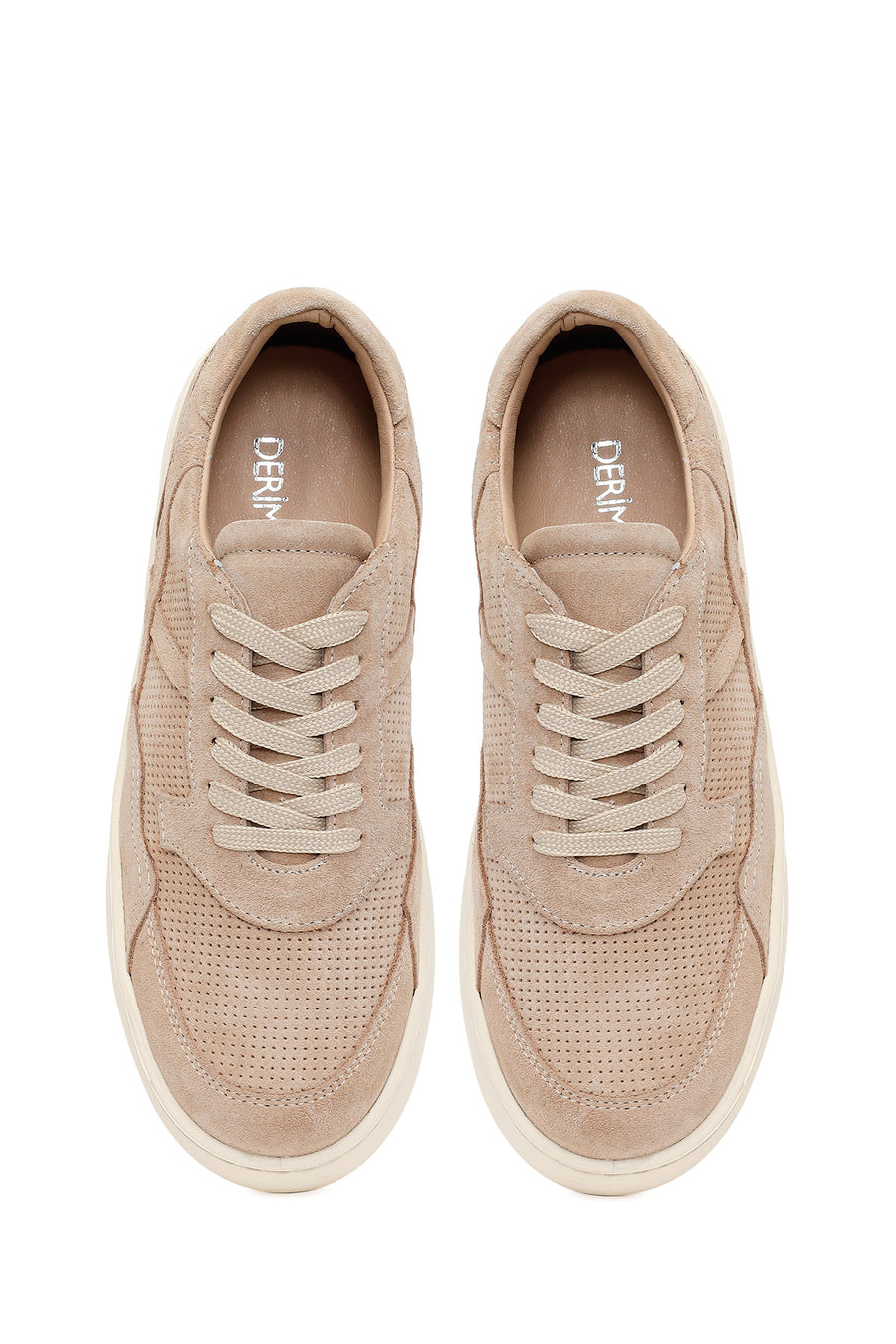 Kadın Bej Bağcıklı Süet Deri Sneaker