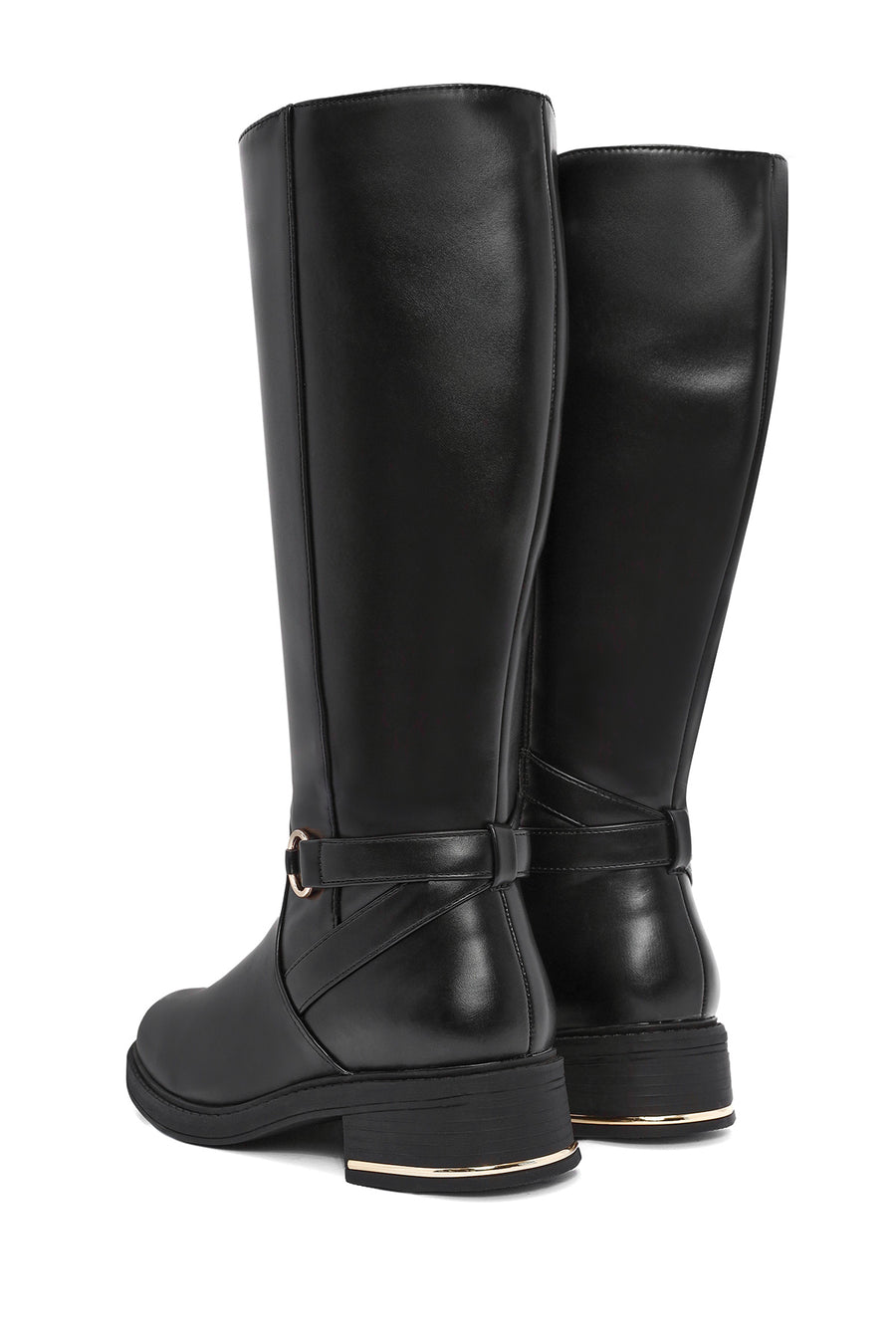 Women's Black Zipper Buckle Detail Boots