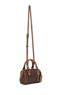 Woman Brown Long-Strap Printed Mini Crossbody Bag | Derimod