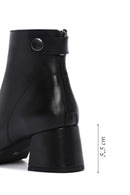 Women's Black Zipper Heeled Leather Boots | Derimod