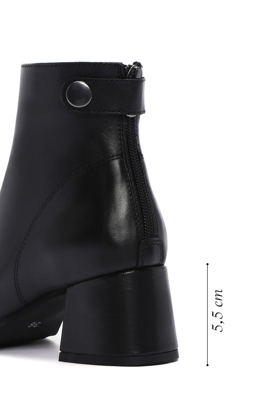 Women's Black Zipper Heeled Leather Boots