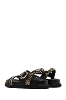 Women's Black Strappy Leather Sandals | Derimod