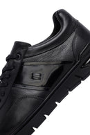 Erkek Siyah Bağcıklı Deri Casual Sneaker | Derimod