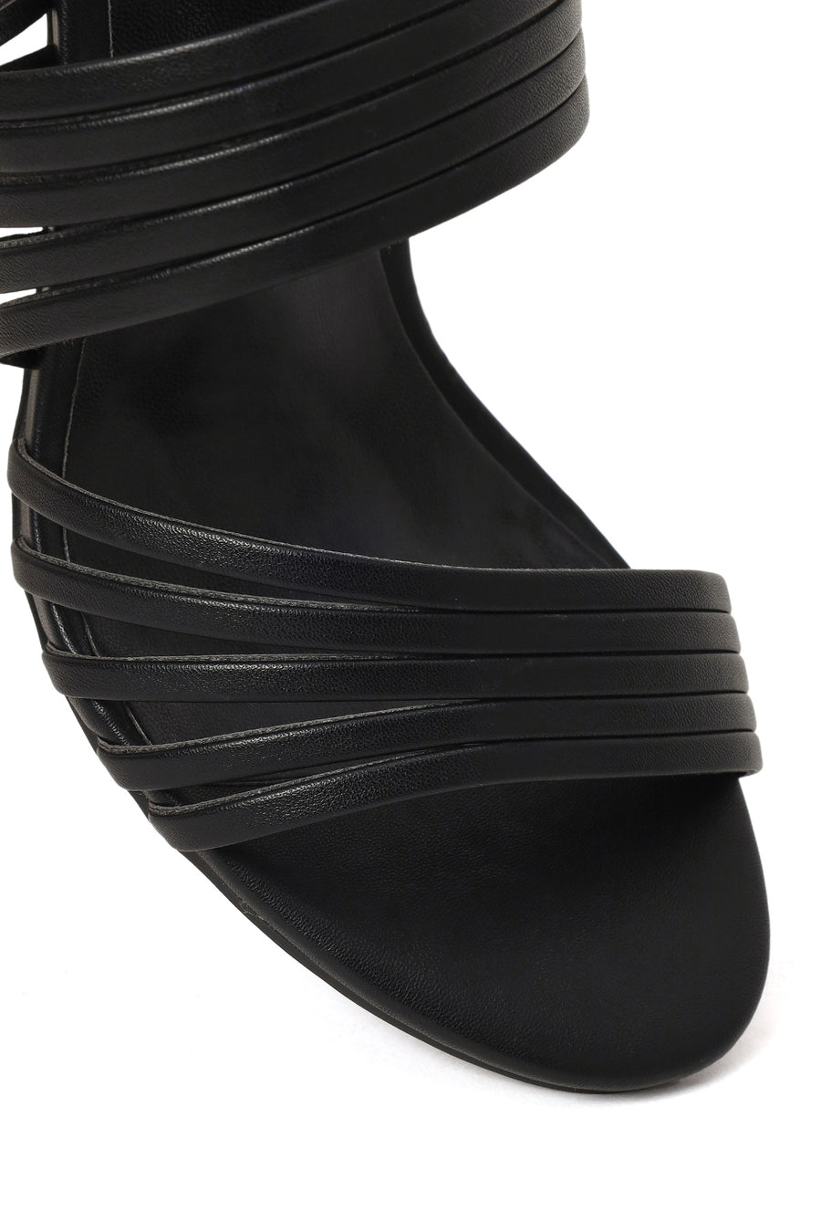 Woman Black Ankle-Buckle Slim High-Heel Sandals
