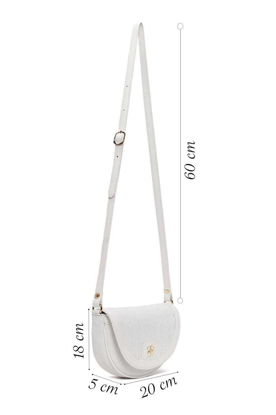 Woman White Long-Strap Printed Mini Crossbody Bag