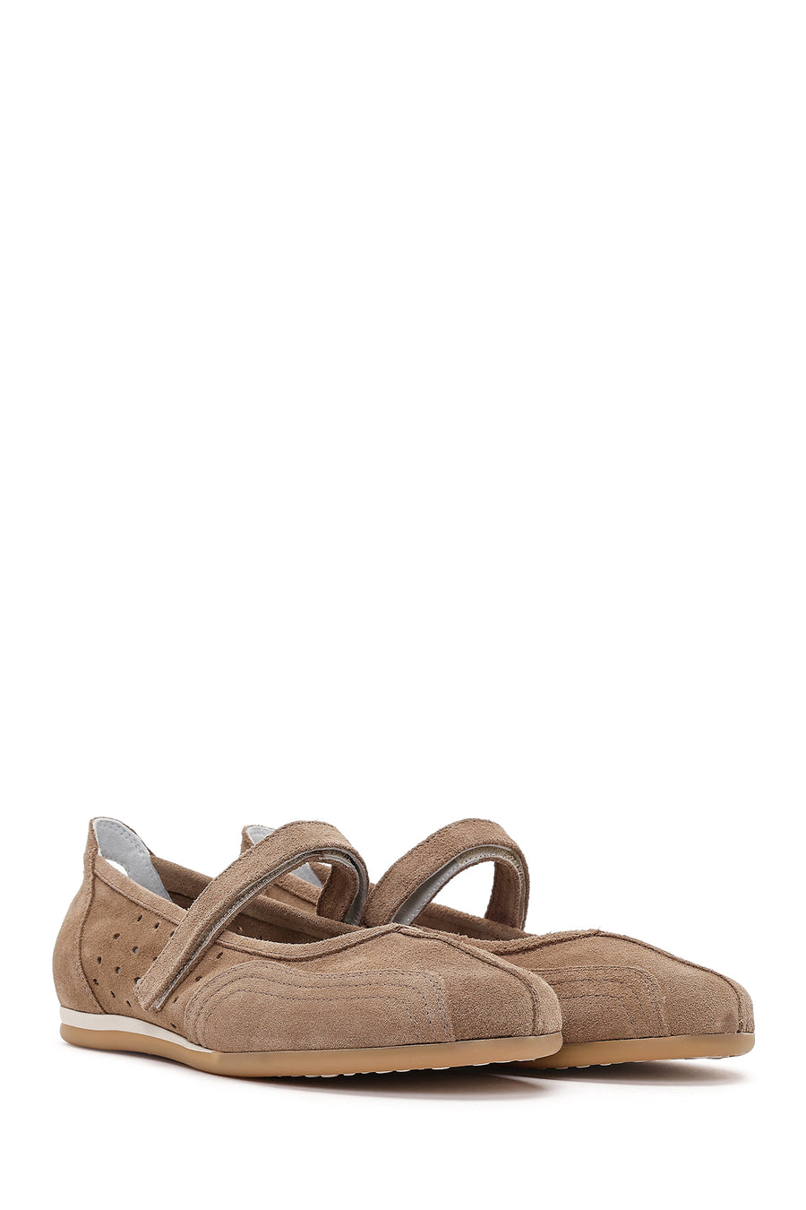 Women's Mink Banded Suede Leather Ballerinas