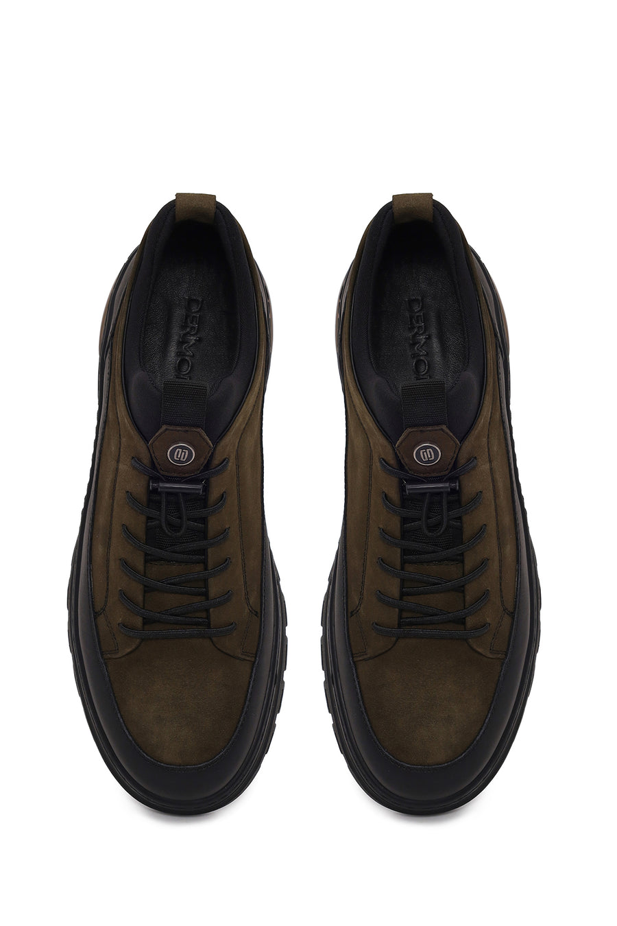 Erkek Haki Bağcıklı Nubuk Deri Sneaker