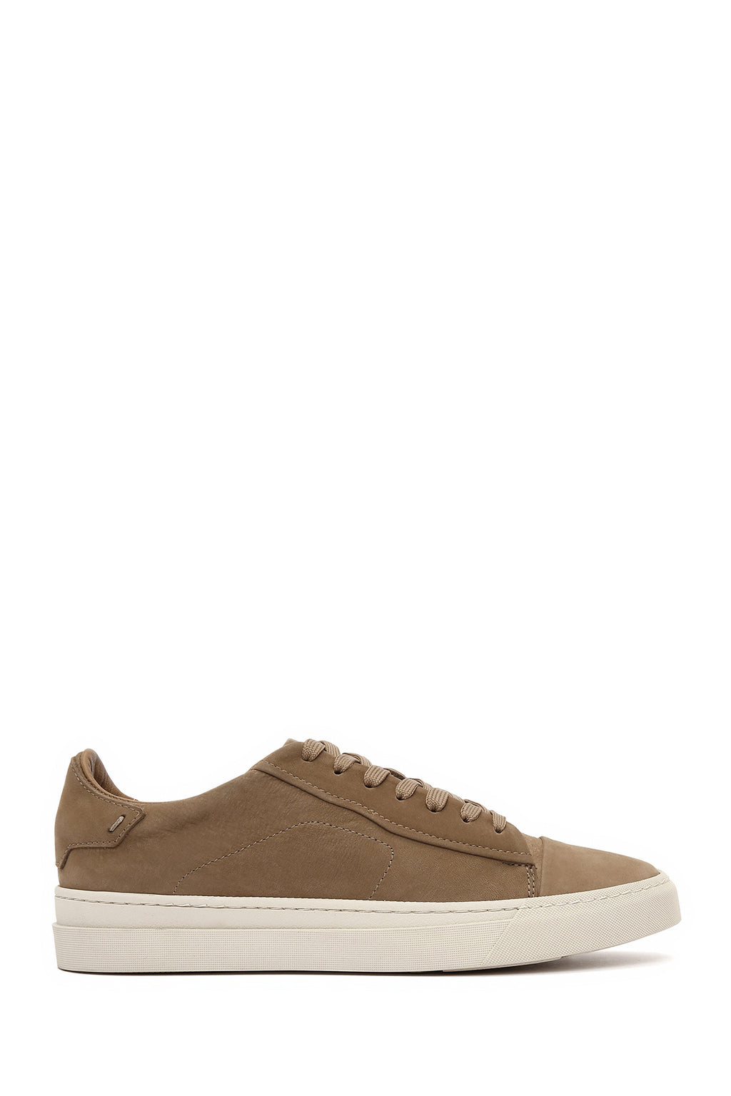 Erkek Bej Bağcıklı Nubuk Deri Sneaker