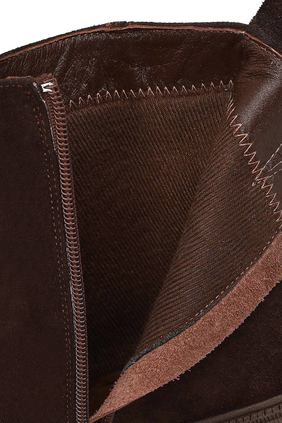 Woman Brown Zip Closure Thick-Soled Suede Boots