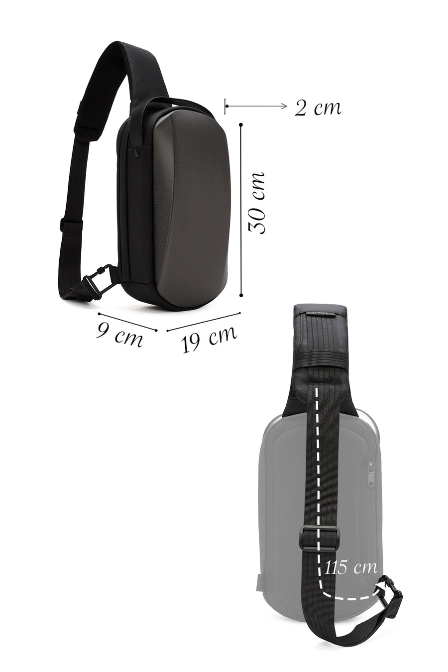 D-Pack Men's Grey Technological Fabric Crossbody Bag