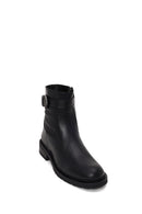 Woman Black Buckled Zip Closure Leather Casual Boots | Derimod