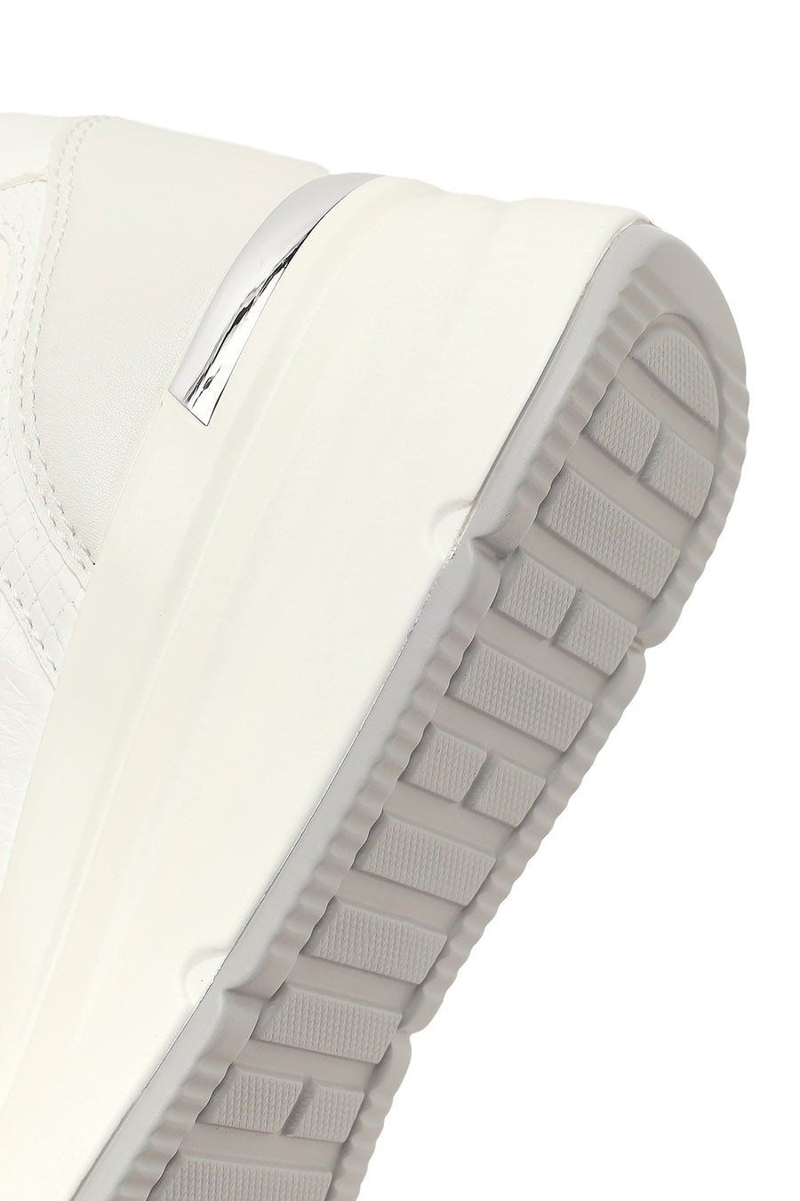 Kadın Beyaz Yandan Fermuarlı Bağcıklı Kalın Tabanlı Sneaker