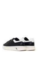 Erkek Siyah Bağcıklı Deri Sneaker | Derimod