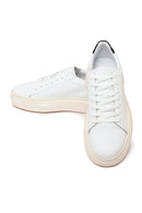 Men's White Lace-Up Thick-Soled Leather Sneakers | Derimod