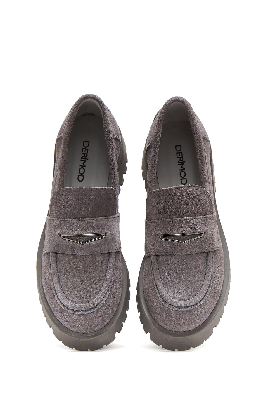 Women's Gray Leather Suede Masculine Loafer
