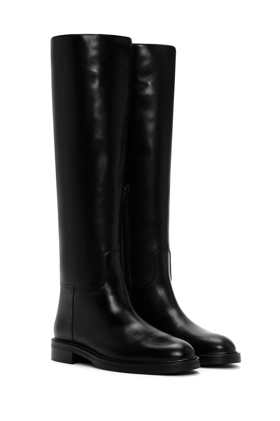 Women's Black Zippered Leather Boots