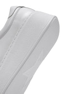 Women's White Thick-Soled Side Zipper Lace-Up Leather Sneakers | Derimod