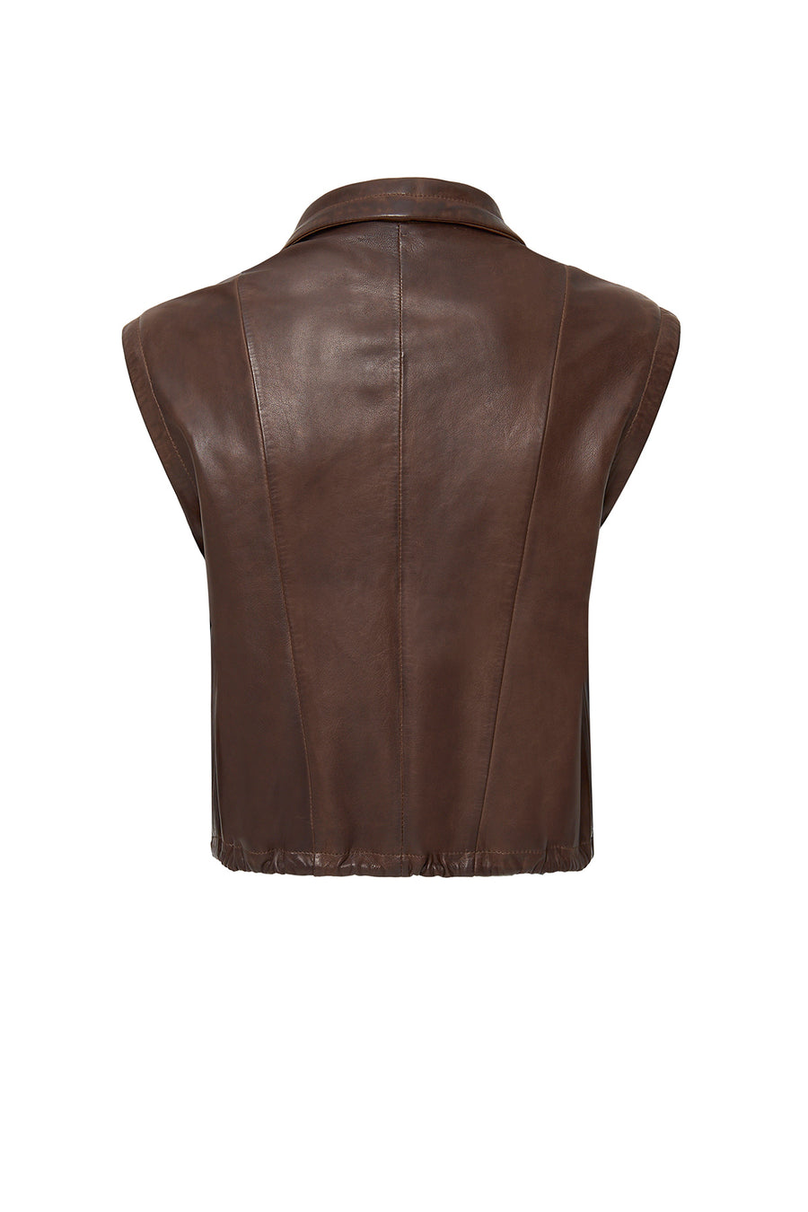 Edwina Women's Brown Leather Jacket with Removable Sleeves