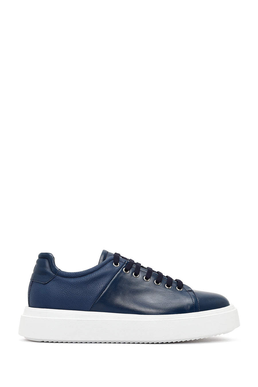 Men's Navy Blue Lace-up Thick-Sole Leather Sneaker 26SFD610118 | Derimod