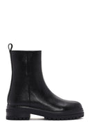 Woman Black Zip Closure Leather Boots | Derimod