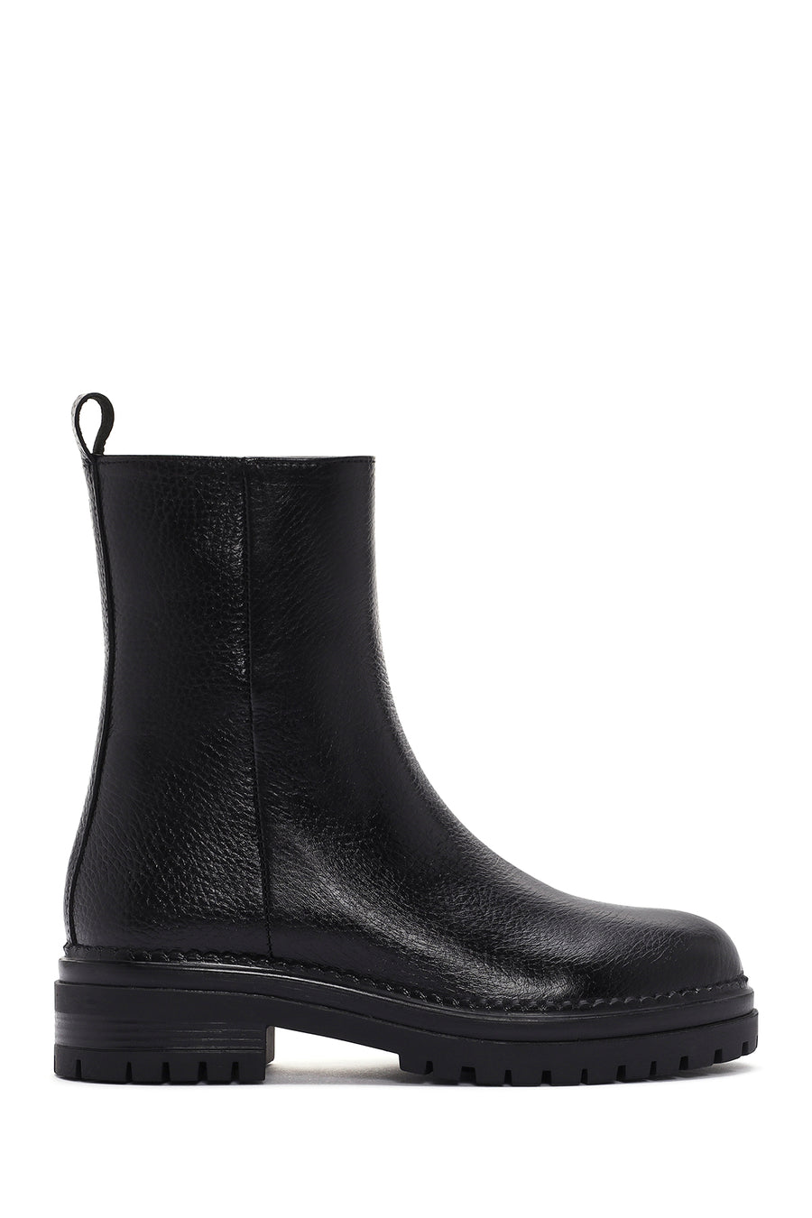 Woman Black Zip Closure Leather Boots WF190027DV | Derimod