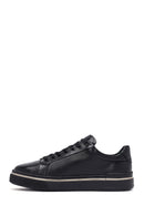 Erkek Siyah Bağcıklı Deri Sneaker | Derimod