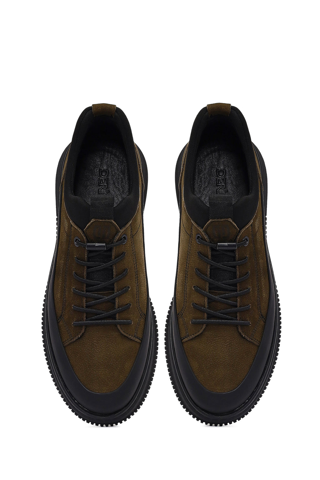 Erkek Haki Bağcıklı Nubuk Deri Sneaker