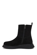 Woman Black Zip Closure Thick-Soled Suede Boots | Derimod