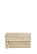 Women's Beige Chain Strap Woven Clutch Bag | Derimod