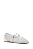 Women's Silver Mesh Strappy Ballerinas | Derimod