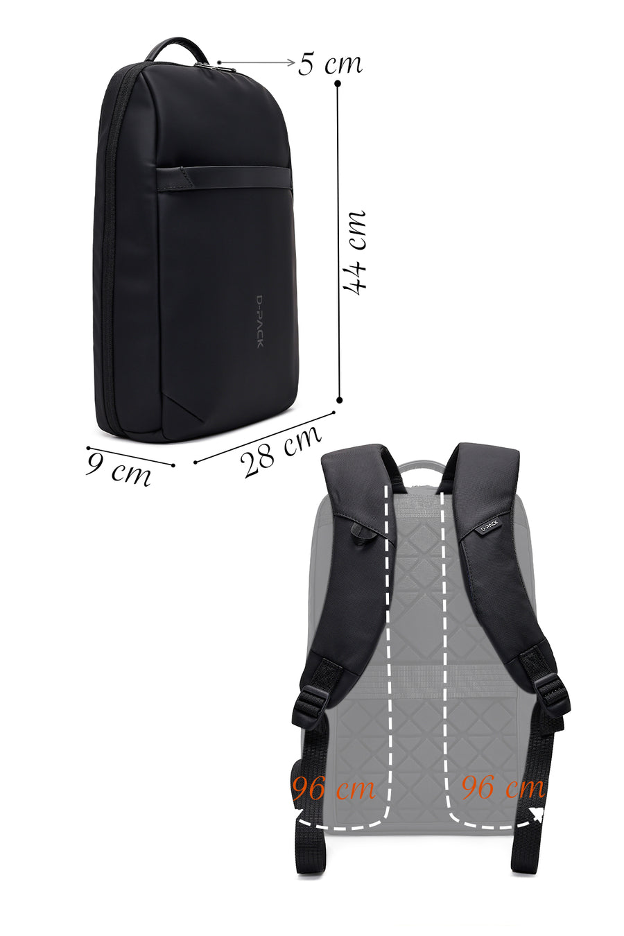 D-Pack Unisex Siyah Teknolojik Kumaş Sırt Çantası