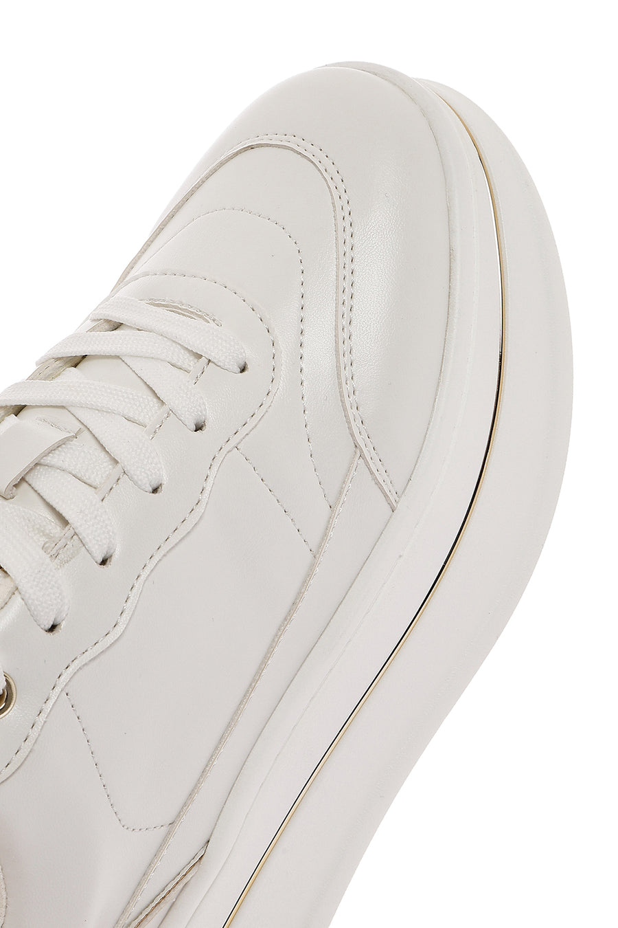 Kadın Beyaz Bağcıklı Kalın Tabanlı Sneaker