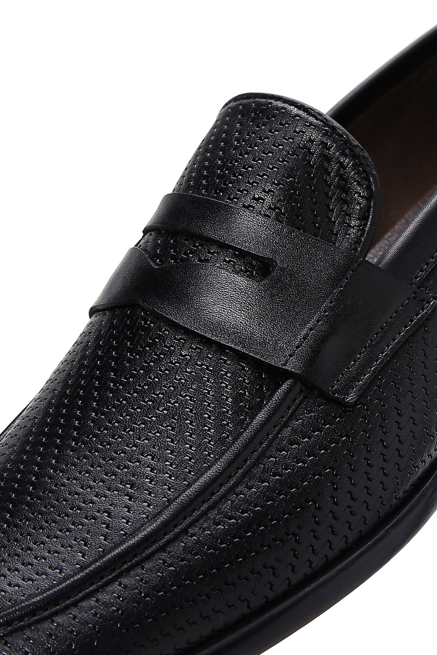 Men's Black Leather Printed Classic Loafer