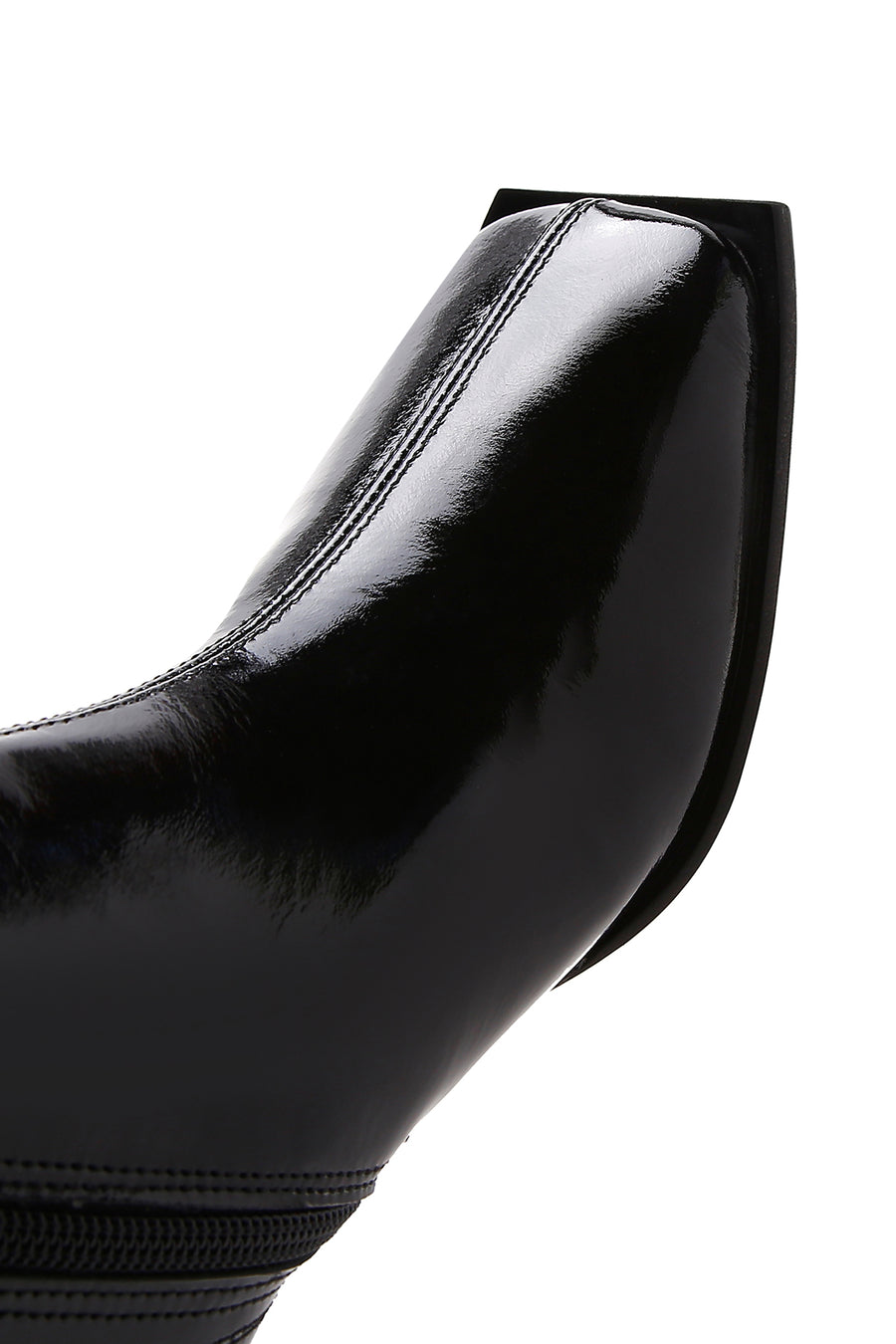 Women's Black Patent Leather Heeled Boots